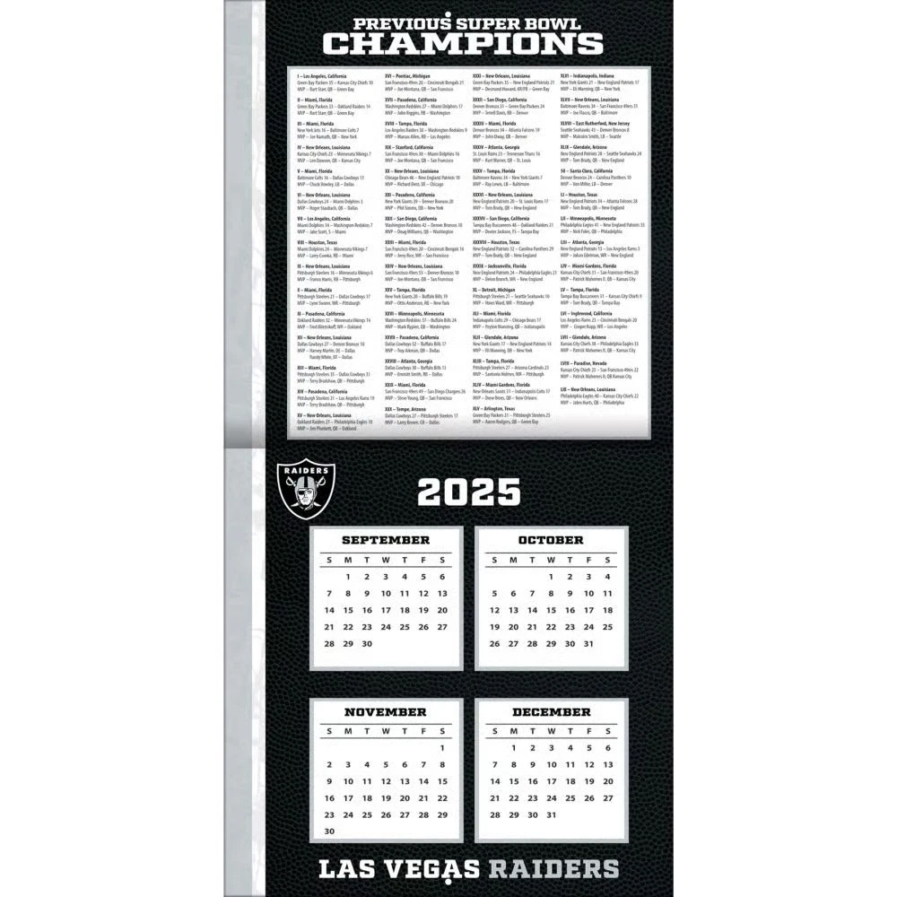 football Las Vegas Raiders 2026 Wall Calendar