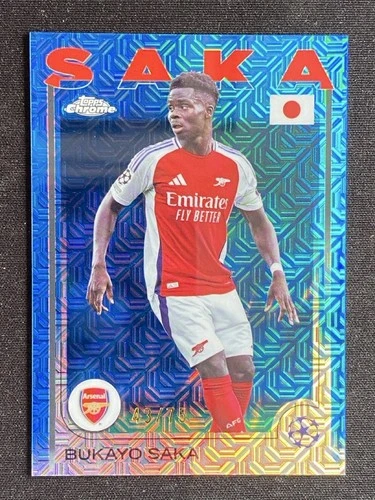 Bukayo Saka 2024-25 Topps Chrome UCC Blue Mojo /75 #77