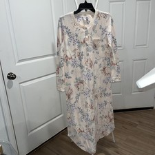 Miss Elaine Nightgown floral print Warm Cozy Fleece Modest Size S