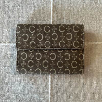 Celine | Green Vintage Classic Print Canvas Trifold Wallet