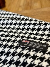 Classic Black and White Houndstooth 100 Cashmere Scarf Made In Scotland