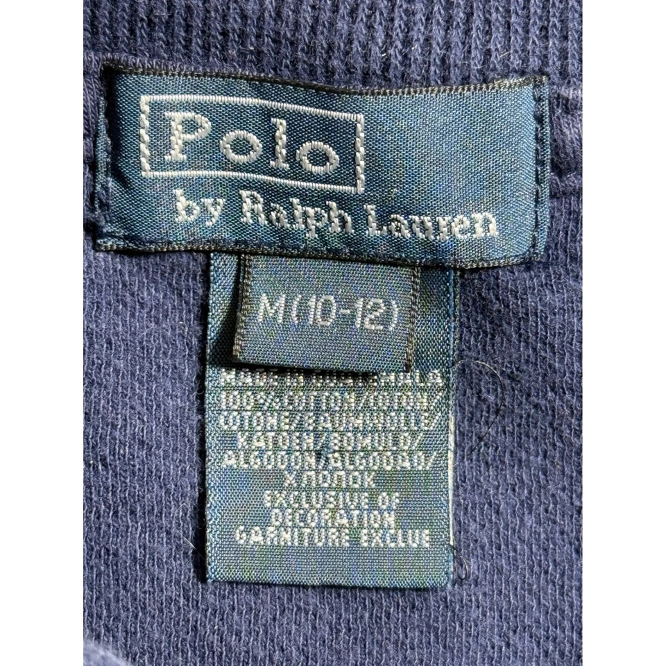 Polo Ralph Lauren Quarter Zip Pullover Sweatshirt Navy Blue Pony Size M 10-12 - Image 4 of 4