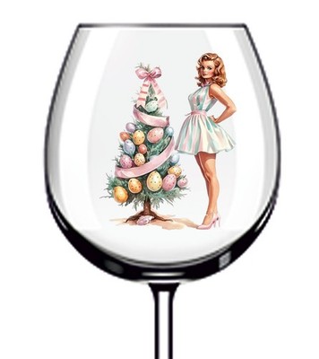 12x Ostern Vintage Pin Up Vinyl Aufkleber Abziehbild Becher Weinglas Flasche Becher Van