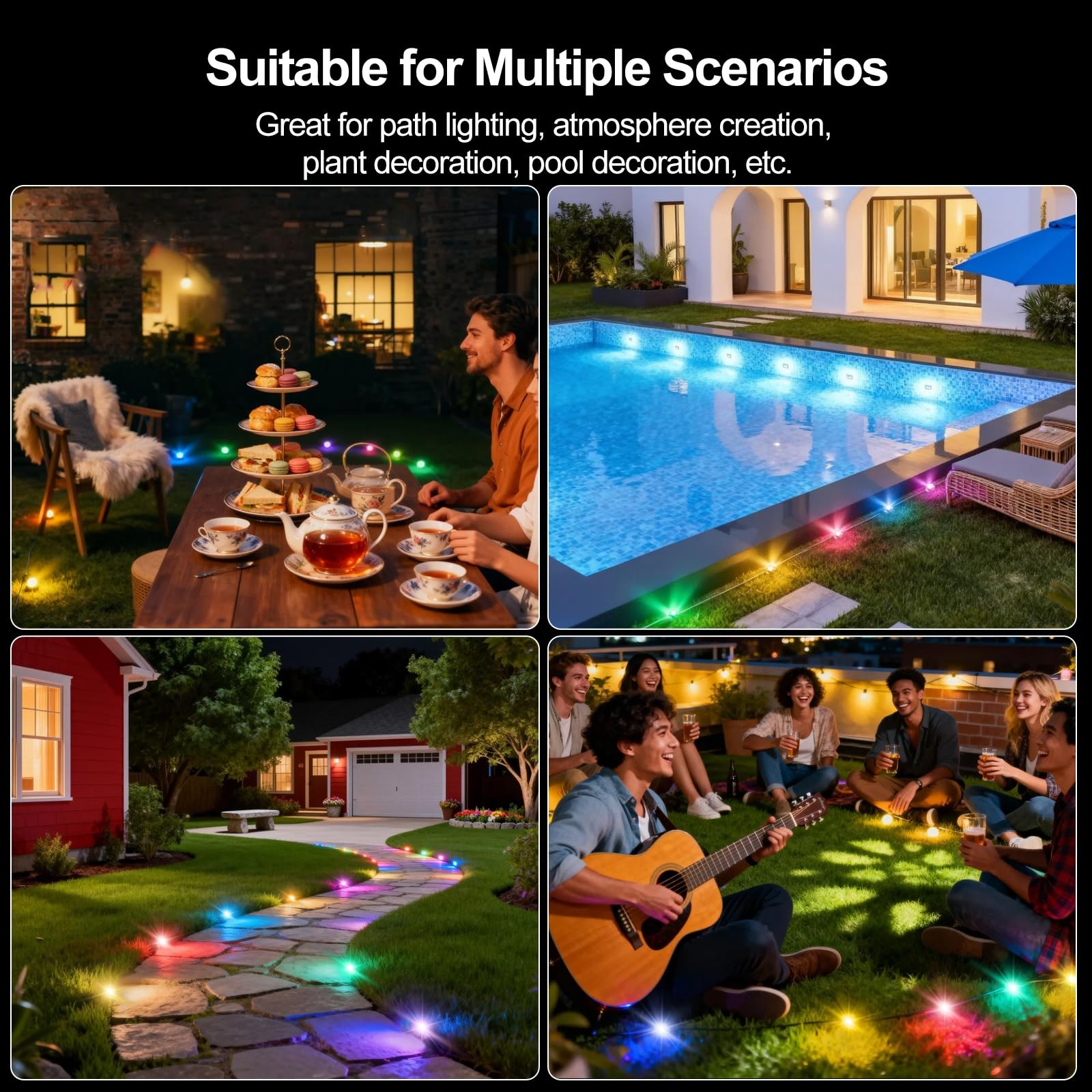 Outdoor Ground Lights, 50FT Smart RGB Pathway Lights with APP/Remote Control,...