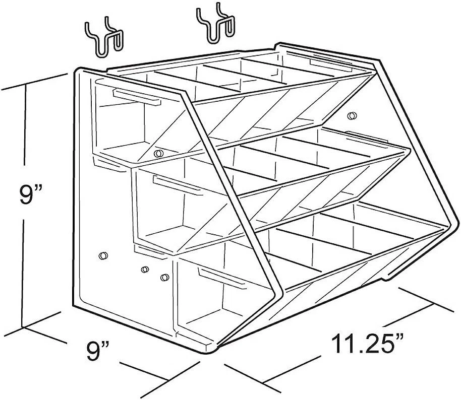 Stylish 12-Compartment Clear Acrylic Organizer for Pegboard & Slatwall Displays - Image 3 of 3