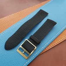 Vintage 20mm Braided Perlon Mesh Black Two-piece 1960s Field Watch Strap
