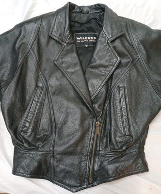 Vintage 80s Women's WILSONS LEATHER Cropped Motorcycle Jacket Size