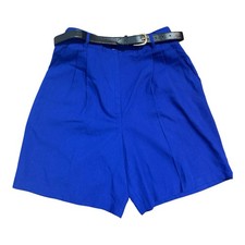 Vtg NWT 80s Sag Harbor Blue High Waist Pleated Shorts Belted 27  NOS