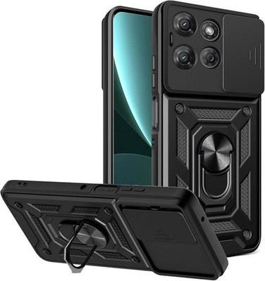 for Moto G Power 2025 Case with Magnetic Stand, Dual-Layer Rugged Protection Bla