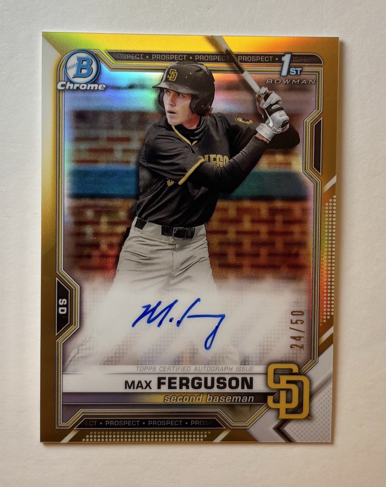2021 Bowman Chrome Max Ferguson 1st Gold Refractor Auto /50 #CDA-MF