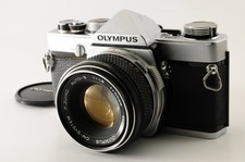  Exc 5 w/Cap Olympus OM-1 Silver Film Camera F.Zuiko 50mm f/1.8 Lens From JAPAN