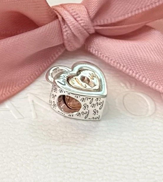 Neu original Pandora Charm teilbares Herz „Schloss“ silber 925,14 Karat rosé - Bild 4 von 4