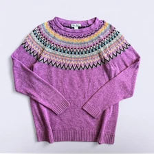 Christopher & Banks Pink Fair Isle Nordic Cotton Blend Sweater Women’s XL