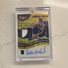2020-21 Panini Select Jaden McDaniels Rookie Jersey Auto Gold Disco Prizm /10