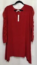 Women s Plus Elegant Red Flowy Tunic Ruffle Top/Blouse 2XL