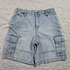 Vintage Faded Glory 8H Husky Light Wash Jean Cargo Shorts