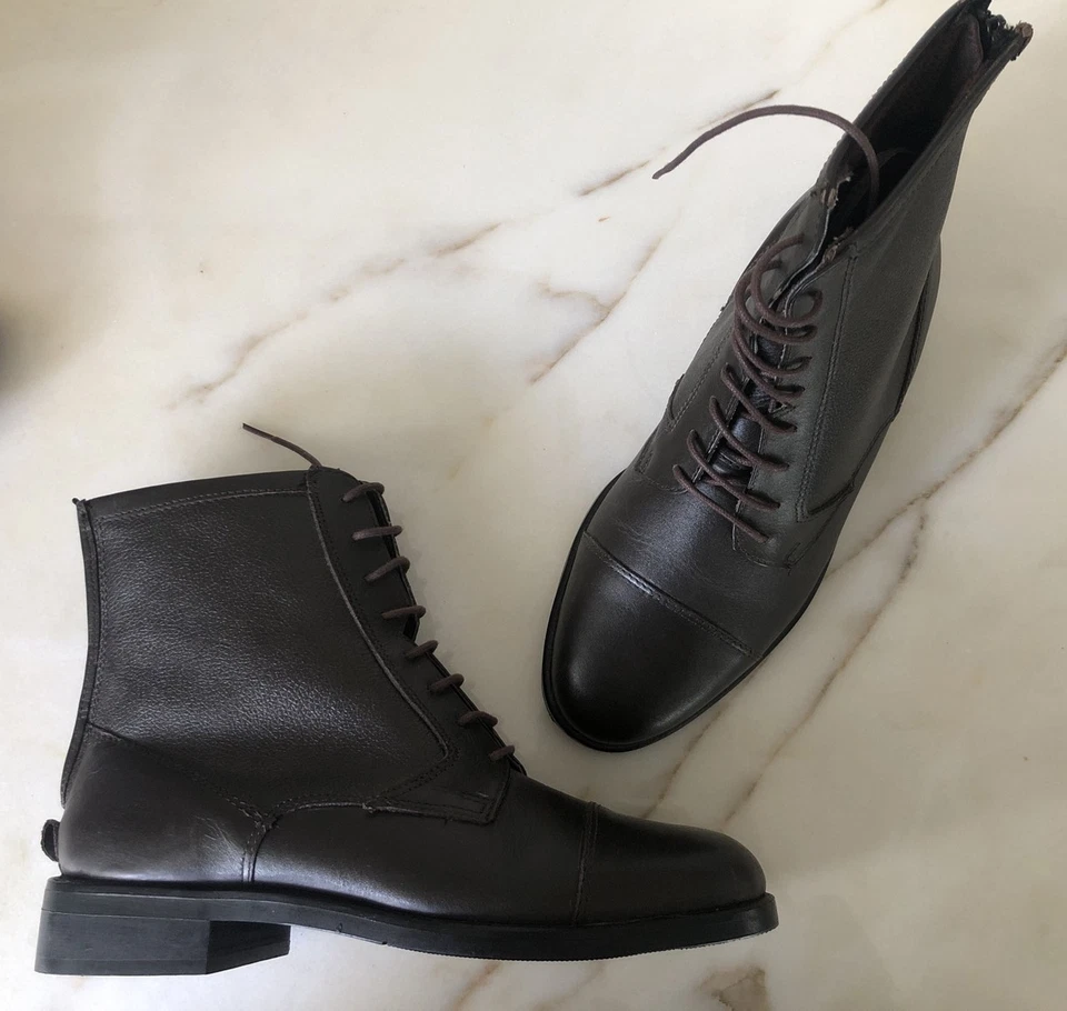 Reitstiefeletten HKM Leder braun Gr. 38 Reißverschluß Schnüre NEU %% UVP119€ TOP