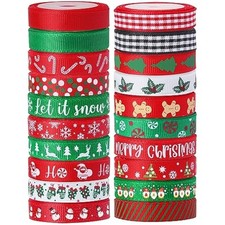 20 rolls 100 yards christmas ribbon for gift wrapping,3/8 inch christm