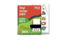 Premium Printable Vinyl Sticker Paper for Inkjet Printer - 25 Sheets Matte Wh...