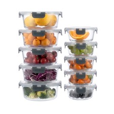 LEOM Glass Food Storage Containers With Lid Airtight Meal Prep Container 10 Pack