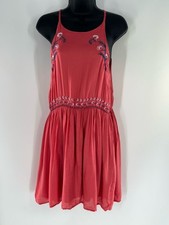 Lulu's Coral Embroidered Mini Sundress