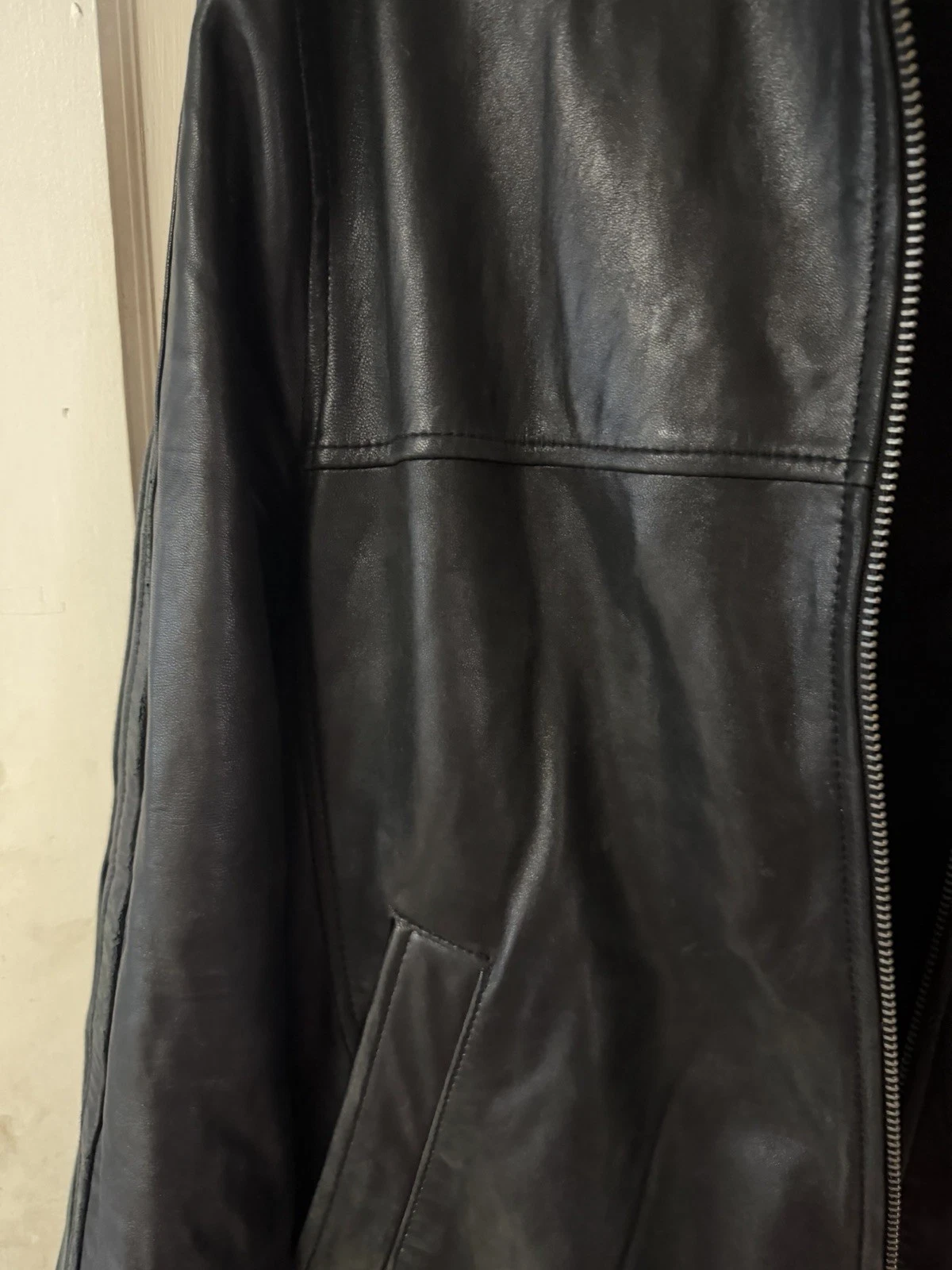 Vintage Kenneth Cole New York Jacket Mens Large Black Genuine Leather Full Zip - product detail image 5