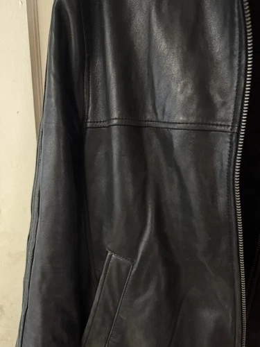 Vintage Kenneth Cole New York Jacket Mens Large Black Genuine Leather Full Zip image 5