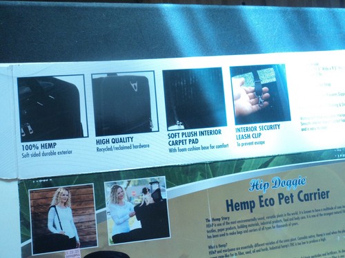 100% Hemp, Hip Doggie, Airline Approved, Hemp Eco Pet Carrier Black. New-Dog/Cat - Picture 4 of 12