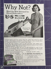 US BERKEL ROLL & BUN SLICER US SLICING MACHINE CO LAPORTE INDIANA  1939 PRINT AD
