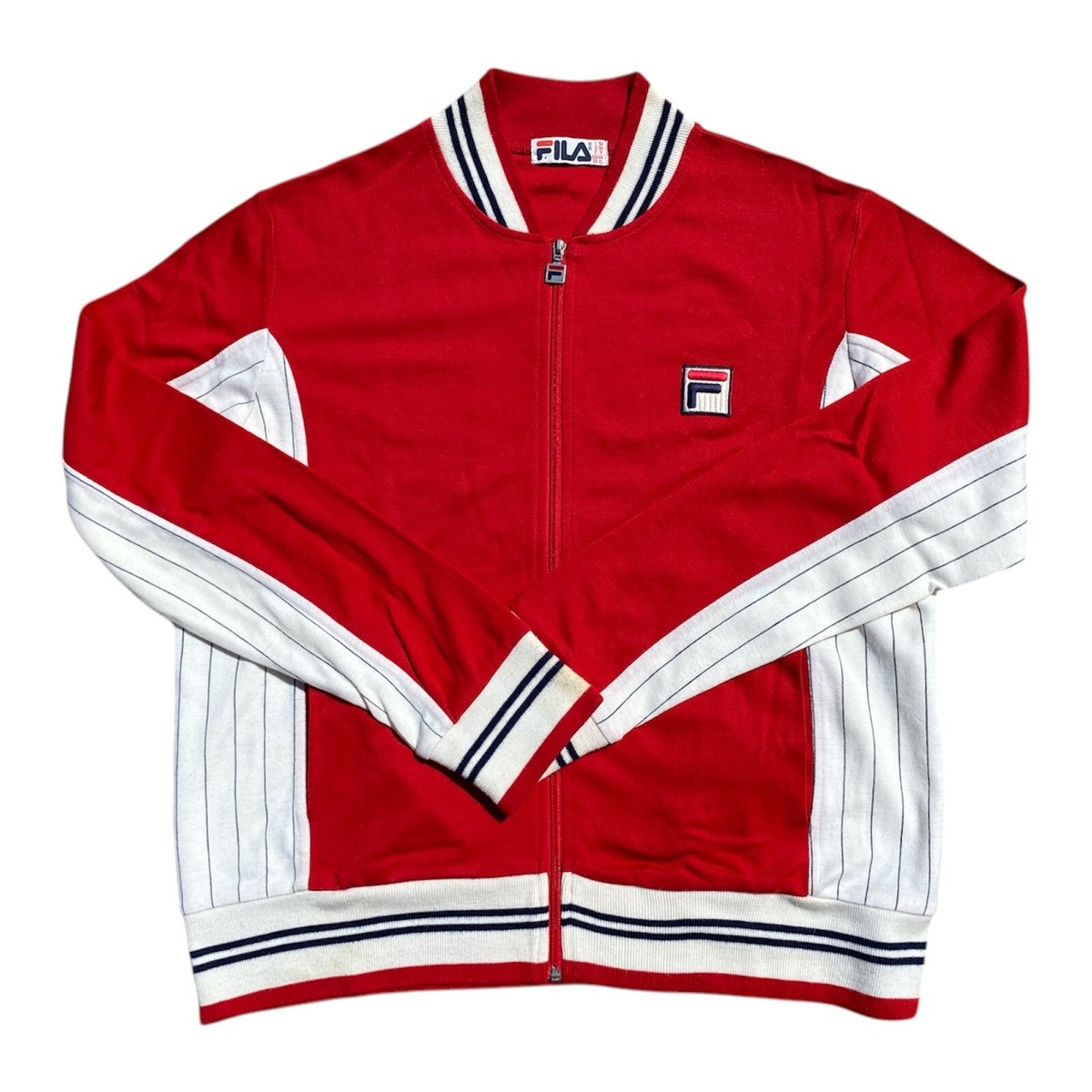 FILA - 【80s used 貴重】フィラ ボルグ ライダース ジャケット/身幅50cm FILA(フィラ) WHITE LINE Track Jackets Borg トラック