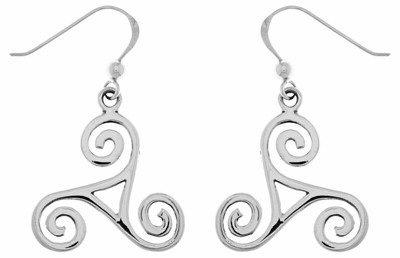 Jewelry Trends Sterling Silver Celtic Spiral Triskele Knot Dangle Earrings