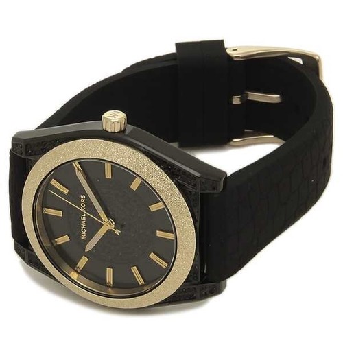 Michael Kors Women's Channing Black Crystal Dial Black Silicone Watch - Picture 3 of 3