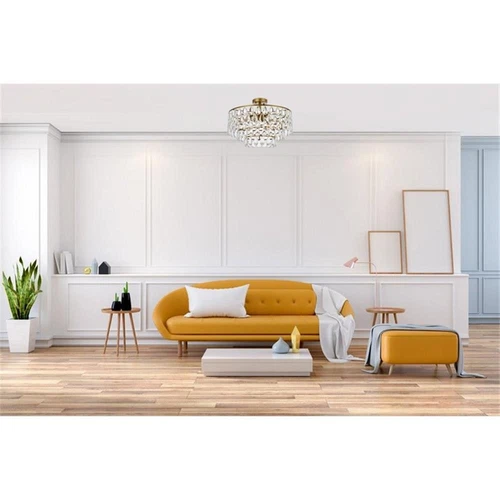 Elegant Lighting Mila 20" Iron and Crystal Flush Mount in Brass - Picture 8 of 8