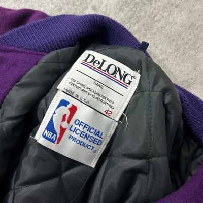 VTG 90s NBA LOS ANGELES LAKERS DELONG WOOL LEATHER VARSITY JACKET