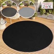Teppich Rund Kurzflor Indoor Outdoor Grau Schwarz Wohnzimmer Schlafzimmer