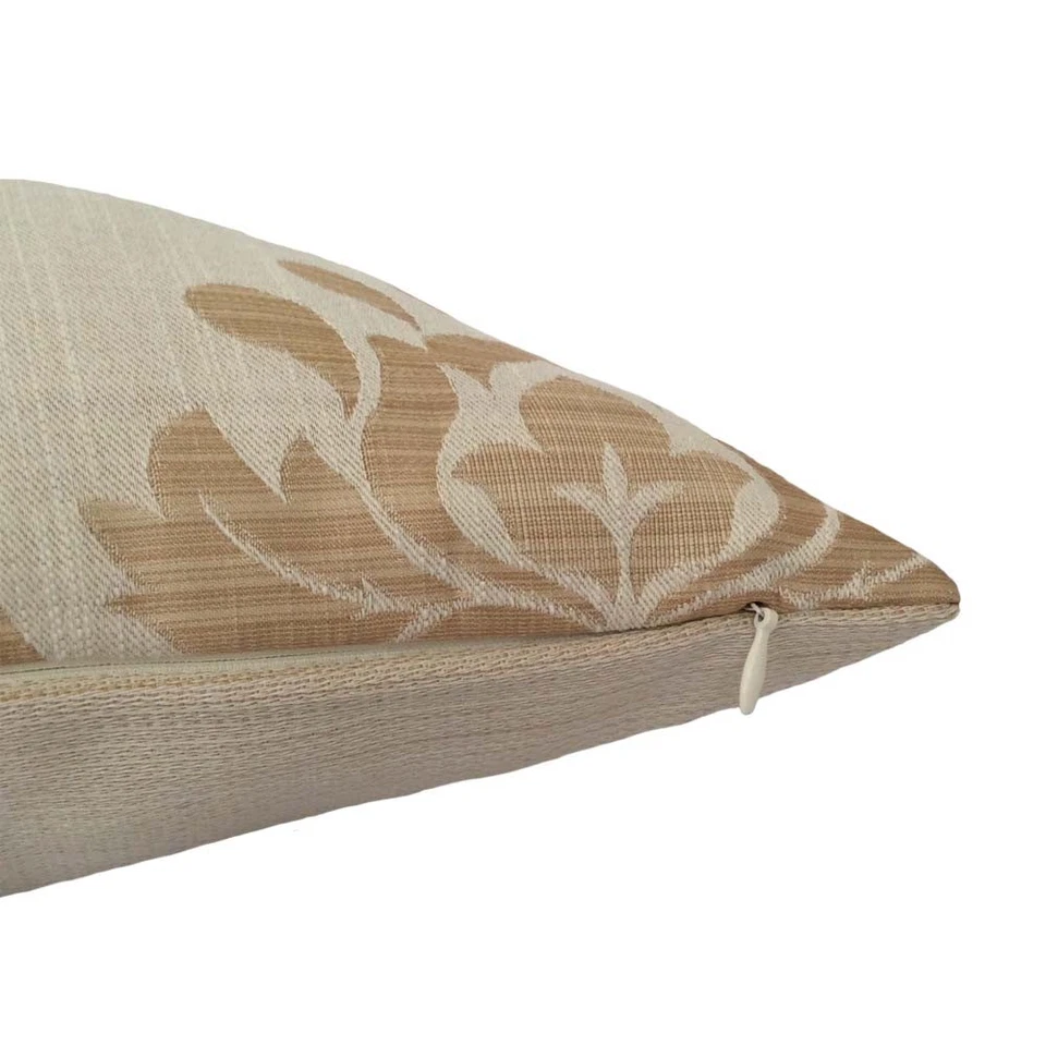 Funda de almohada/funda de cojín decorativa/decorativa crema con patrón de loto de lino 18"x18" Foto 4 de 4