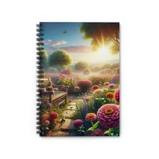 Floral Spiral Notebook, Zinnia Flower Garden Journal, Botanical Stationery Gift,
