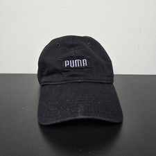 Puma Hat Cap Mens Strap Back Black Spellout Logo Performance Sports Golfing