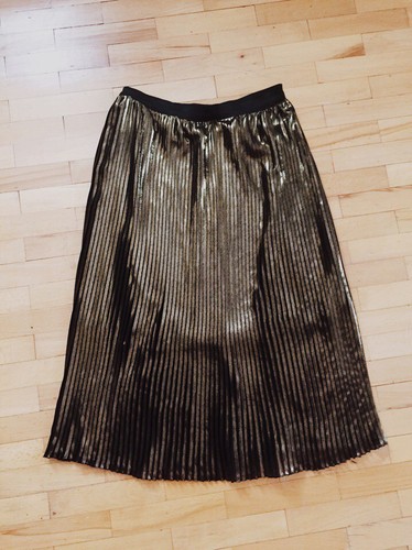 mango gold pleated skirt