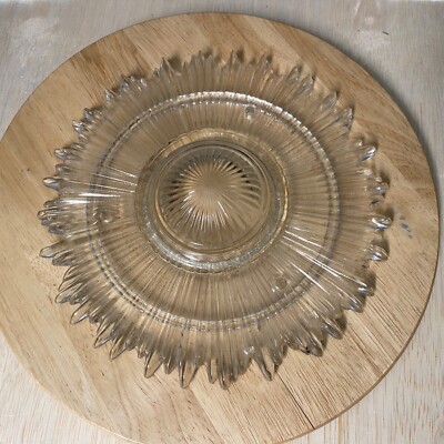 Vintage Art Deco Starburst Ceiling Cover Light Shade 9'' Thick Glass Three Hole