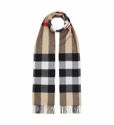Authentic Burberry Archive Beige Cashmere Scarf (Mega Check) UK