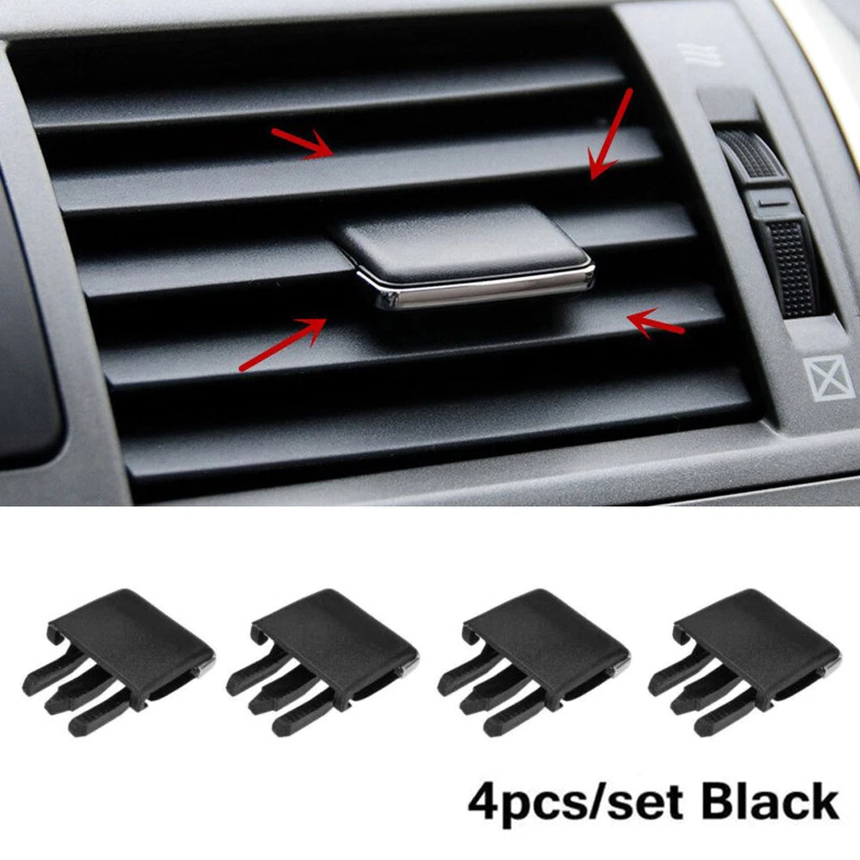 4x Accesorios Coche Aire Acondicionado Ventilación Louvre Hoja Ajuste Rebanada Clip Negro Foto 2 de 4