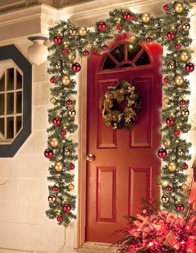 Weihnachtsgirlande 80 LED 5m Haustür Tannengirlande Christbaum Kugeln Girlande - Bild 5 von 8