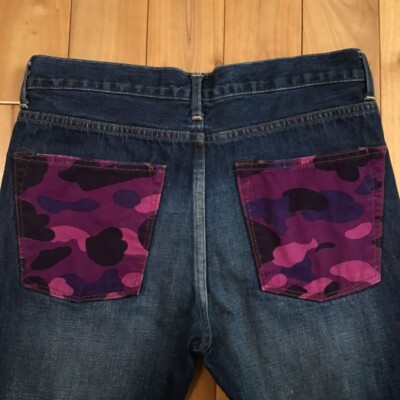 BAPE TYPE5 Purple camo Damage Denim Pants A Bathing Ape Size M | eBay