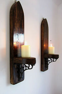 Rustic Wood Wall Sconce Candle Holder, Wooden Wall Sconce Candle Holder