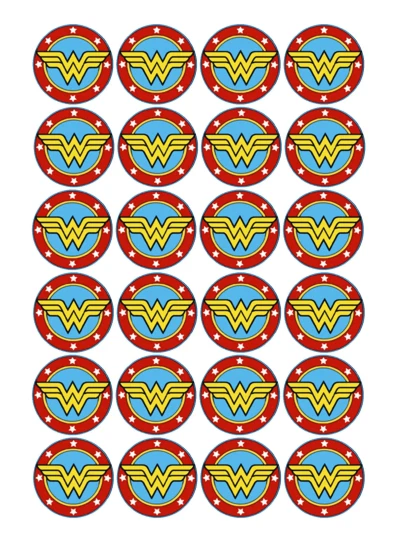 24 x Large Wonder Woman Cupcake Toppers Edible Birthday Party Cake