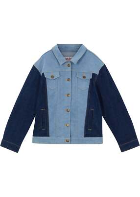 Tolle Jeansjacke mit zwei Farbtönen Gr. 152/158 Blau Denim Mädchen-Jacke Neu*