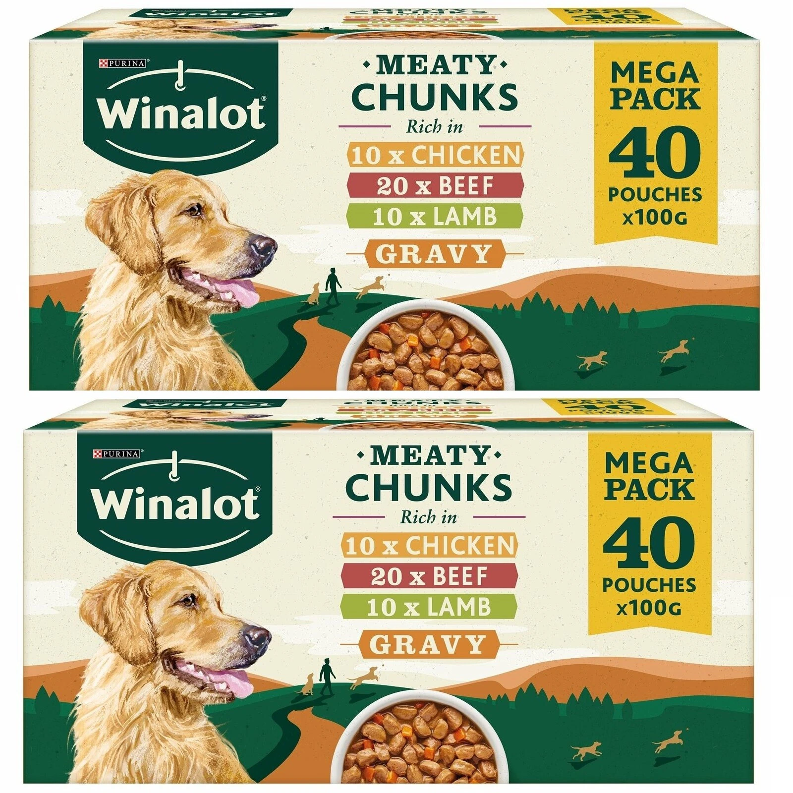 Winalot Perfect Portions Dog Food In Gravy Bulk Pack 2X (40X100G) X 80 Pouches!