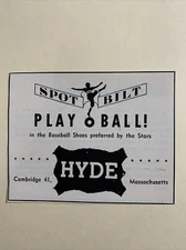 Hyde Spot Bilt Baseball Shoes Cambridge Massachusetts 1956 NBC Baseball 4X4 Ad
