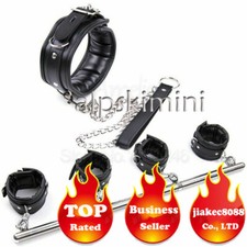 Stainless Steel Adjustable Spreader Bar binding Set Slaves Handcuffs Restraints